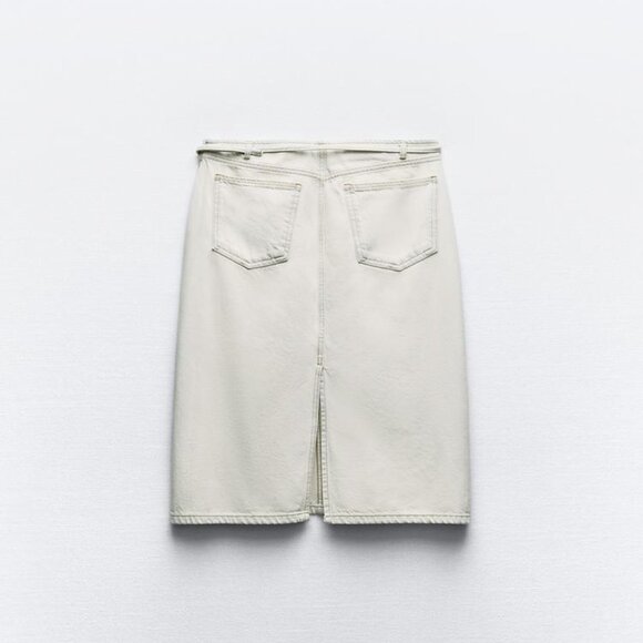 Zara Belted TRF Denim Skirt - NWT - USA MEDIUM - Picture 2 of 4